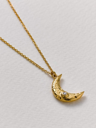 Crescent Moon Necklace with Diamond
