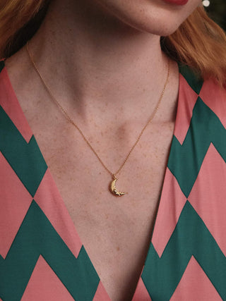 Crescent Moon Necklace with Diamond