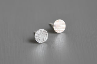 Sterling Silver Cross Hatch Disc Earrings