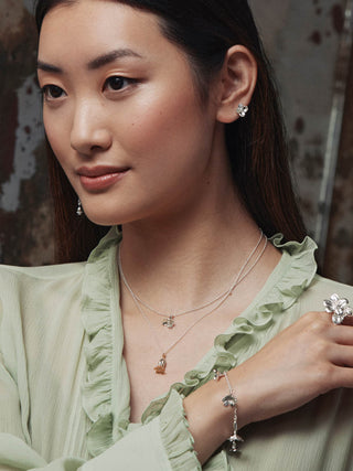 Cuckoo Flower Stud Earrings with White Pearl