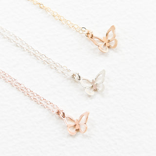 14K Rose Gold Filled Butterfly Necklace