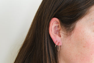 14k Rose Gold Filled Beaded Hoop Earrings - Small