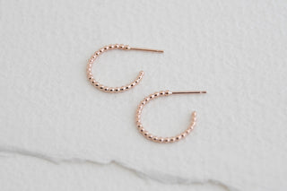 14k Rose Gold Filled Beaded Hoop Earrings - Small