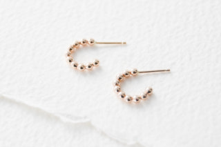 14K Gold Filled Beaded Huggie Hoop Earrings