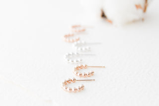 14K Gold Filled Beaded Huggie Hoop Earrings