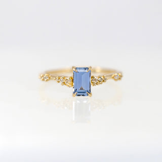 Daphne Blue Emerald Cut Sapphire Ring