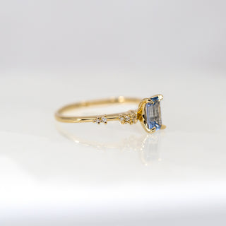 Daphne Blue Emerald Cut Sapphire Ring