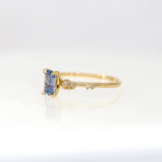 Daphne Blue Emerald Cut Sapphire Ring