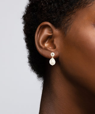 Diamond Pearl Duo Earrings