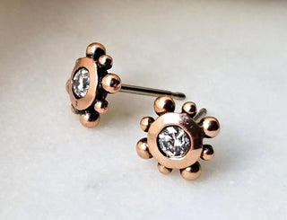 Diamond Rose Stud Earrings