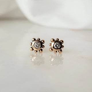 Diamond Rose Stud Earrings