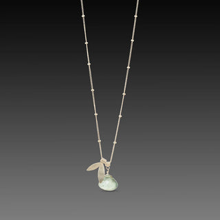 Double Leaf Charm Necklace with Moss Aquamarine