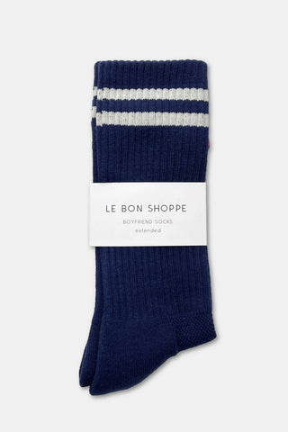 Extended Boyfriend Socks - Navy