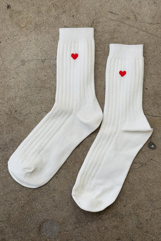 Embroidered Her MC Socks- Classic White