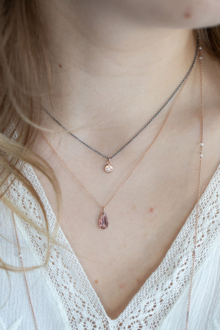 Peach Sapphire Drop Necklace