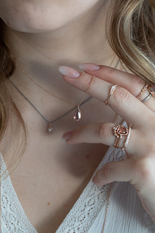 Peach Sapphire Drop Necklace