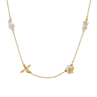Floral Chain Necklace with Teeny Tiny Bee