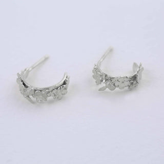 Floral Huggie Hoops with Itsy Bitsy Bee - Silver