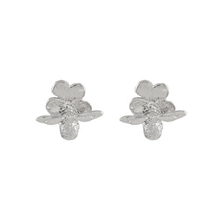 Forget Me Not Stud Earrings with Itsy Bitsy Bee - Silver