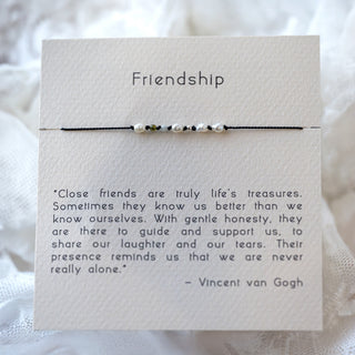 "Friendship" Bracelet on Black Silk Thread