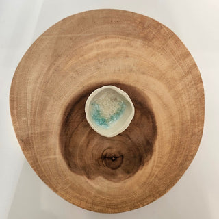 Glass Textured Trinket Dish - White