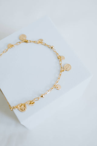 Gold Filled  Coin Charm Anklet