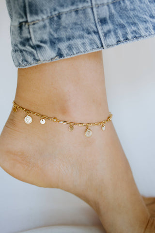Gold Filled  Coin Charm Anklet