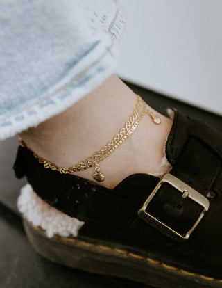 Gold Filled Heart Link Anklet