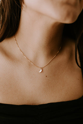 Gold Filled Mini Crescent Moon Necklace
