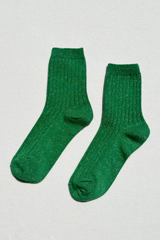 Her Modal Socks - Emerald Glitter