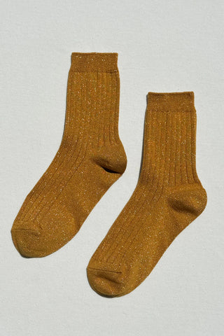 Her Modal Socks - Mustard Glitter