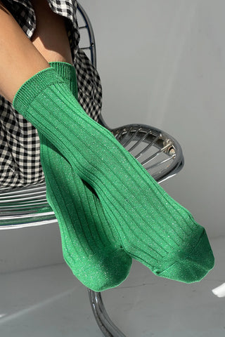 Her Modal Socks - Emerald Glitter