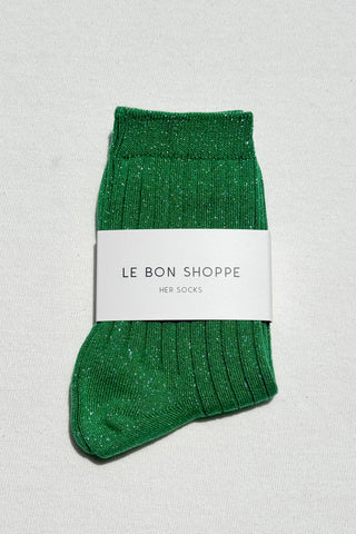 Her Modal Socks - Emerald Glitter