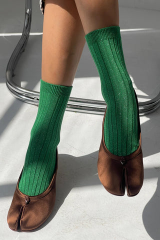 Her Modal Socks - Emerald Glitter