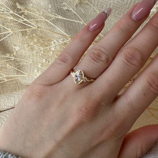 Oval Rose Cut Etched in Time Ring
