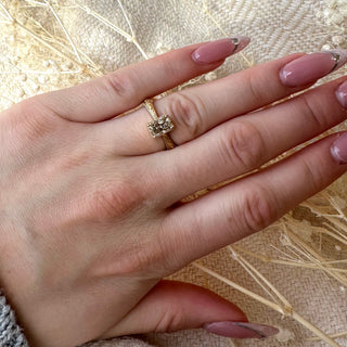 Light Brown Radiant Diamond Etched in Time Ring