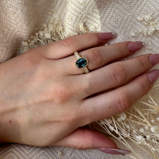 Australian Bi-Colored Sapphire Etched in Time Ring