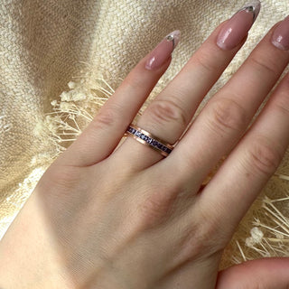 Princess Cut Purple Sapphire Band