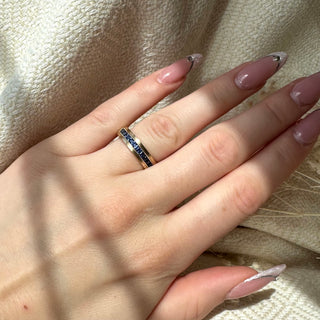 Princess Cut Blue Sapphire Band