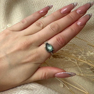 Rosecut Moss Aquamarine Ring with Diamond Accents
