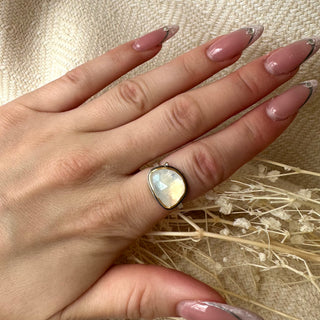 Rosecut Moonstone and Diamond Ring