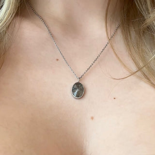 Oval Grey Salt & Pepper Diamond Pendant