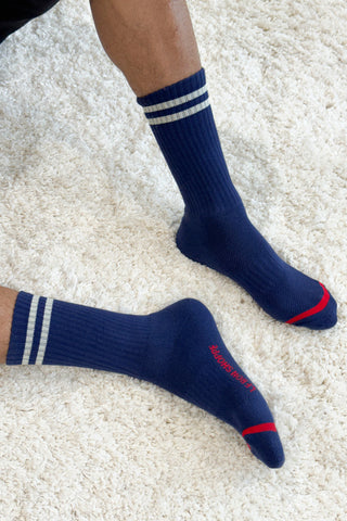 Extended Boyfriend Socks - Navy
