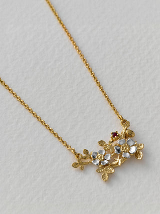 Inline Wild Rose Necklace with Bee & Ruby