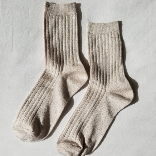 Le Bon Shoppe Her Modal Socks - Ivory Gold Glitter