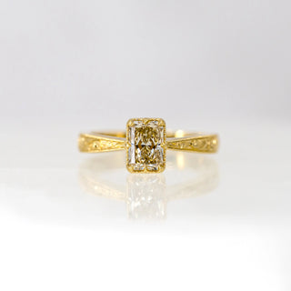 Light Brown Radiant Diamond Etched in Time Ring
