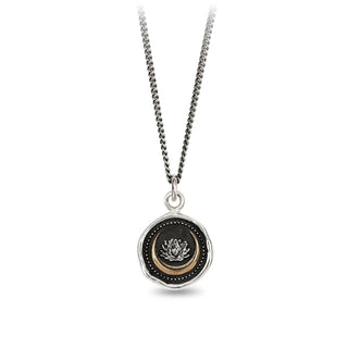 Lotus Flower 14K Gold on Silver Talisman Necklace