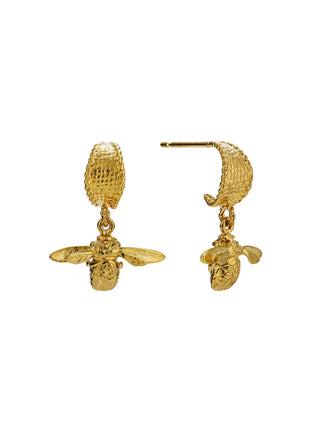Basket Weave Inbetweeny Bee Huggie Hoop Earrings