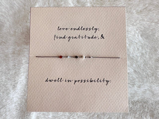 Mai Lin "Love Endlessly, Find Gratitude, & Dwell in Possibility" Bracelet On 100% Silk Thread