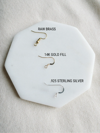 Mini Beige Leather & Brass Stacked Half Moon Dangle Earrings: 14k Gold Fill Hooks